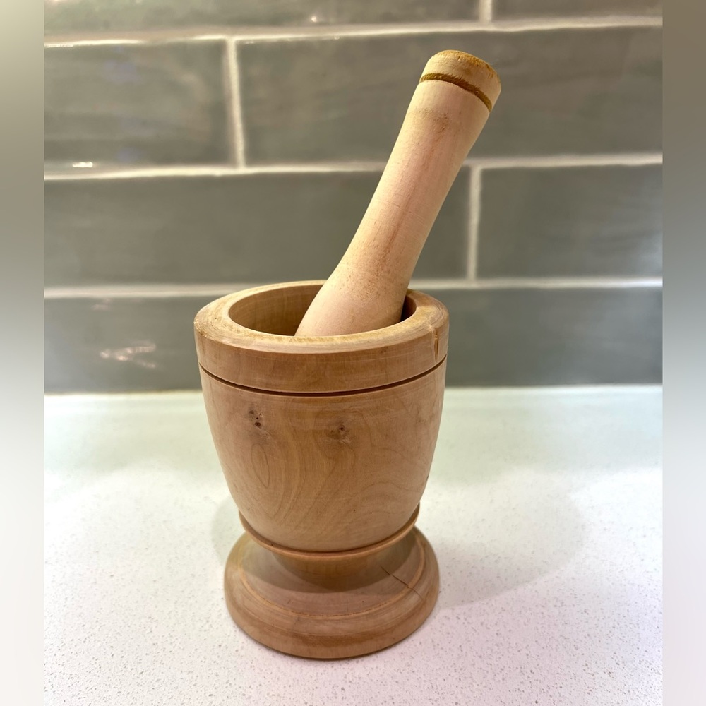 Wooden Puerto Rican Pilón & Maceta Caribbean Mortar & Pestle Handmade Muddler